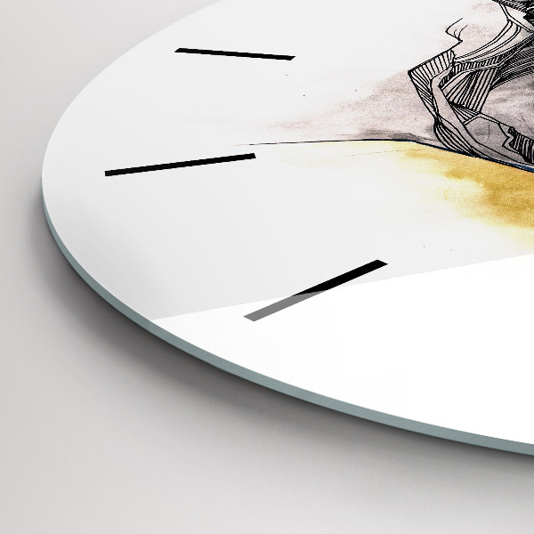 Kulaté skleněné hodiny s fotkou Kresba milostného polibku