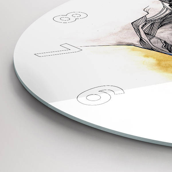 Kulaté skleněné hodiny s fotkou Kresba milostného polibku