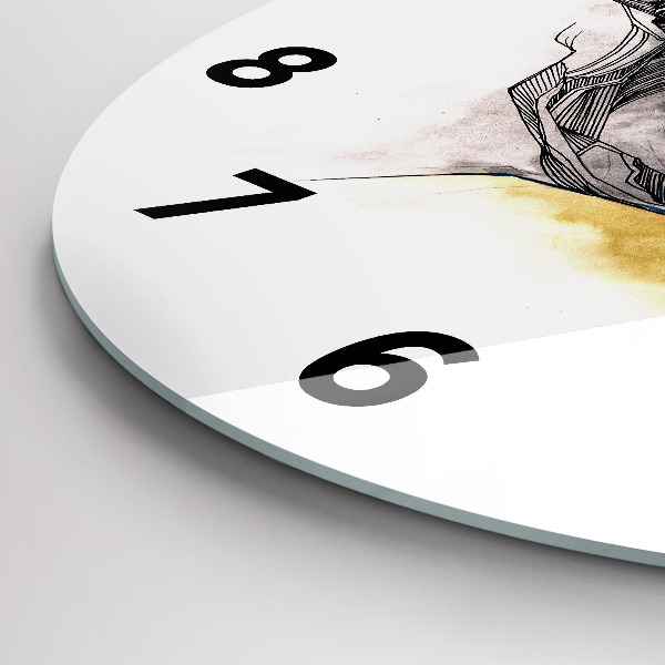 Kulaté skleněné hodiny s fotkou Kresba milostného polibku