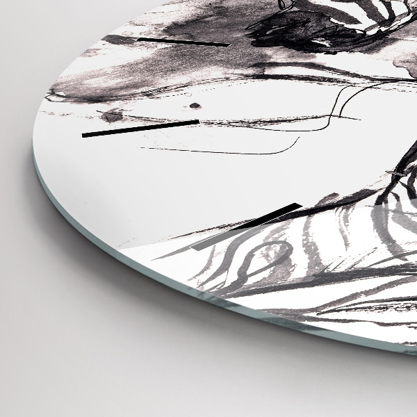 Kulaté skleněné hodiny s fotkou Žena a zebry