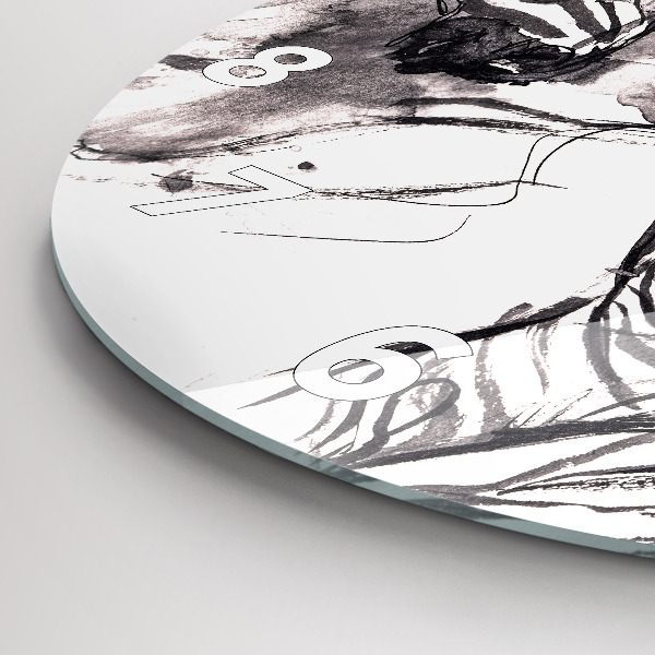 Kulaté skleněné hodiny s fotkou Žena a zebry