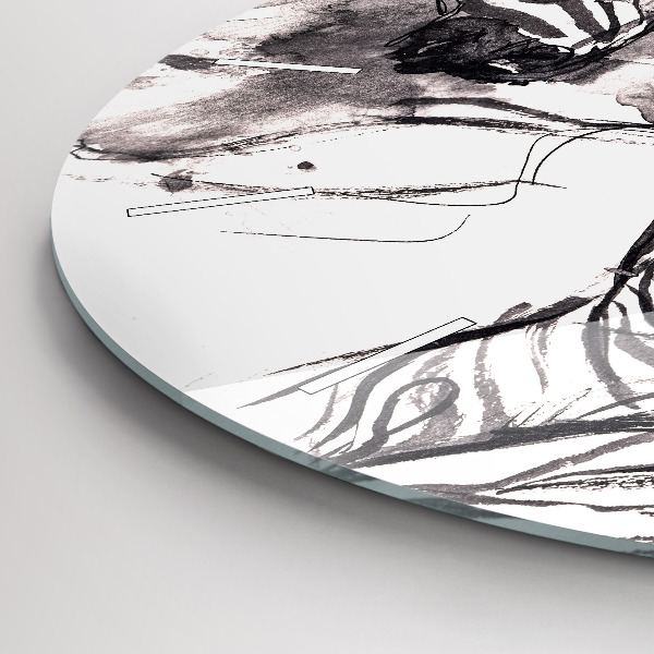 Kulaté skleněné hodiny s fotkou Žena a zebry