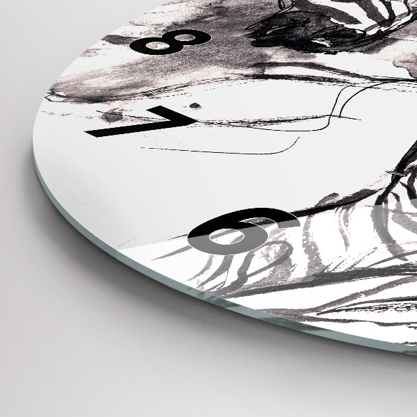 Kulaté skleněné hodiny s fotkou Žena a zebry