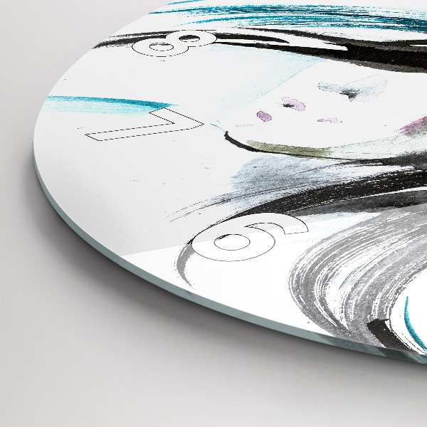 Kulaté skleněné hodiny s fotkou Abstraktní kůň a žena