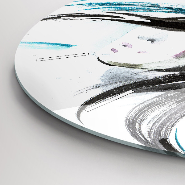 Kulaté skleněné hodiny s fotkou Abstraktní kůň a žena