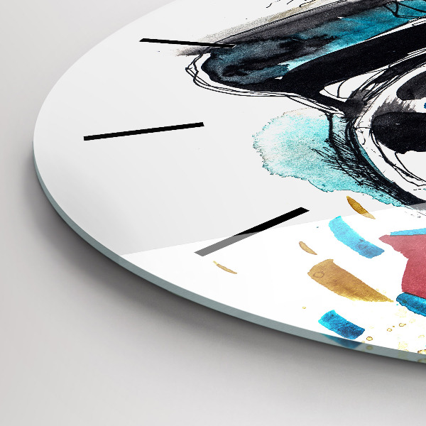 Kulaté skleněné hodiny s fotkou Žena fotografka