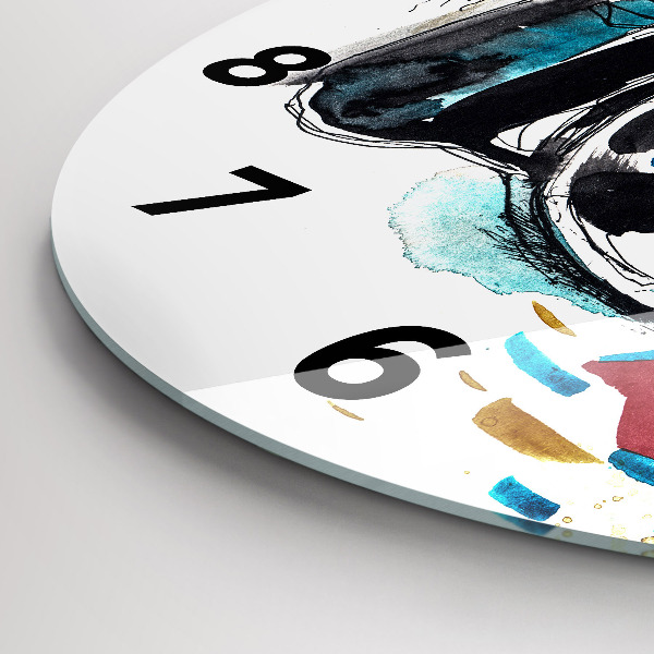 Kulaté skleněné hodiny s fotkou Žena fotografka