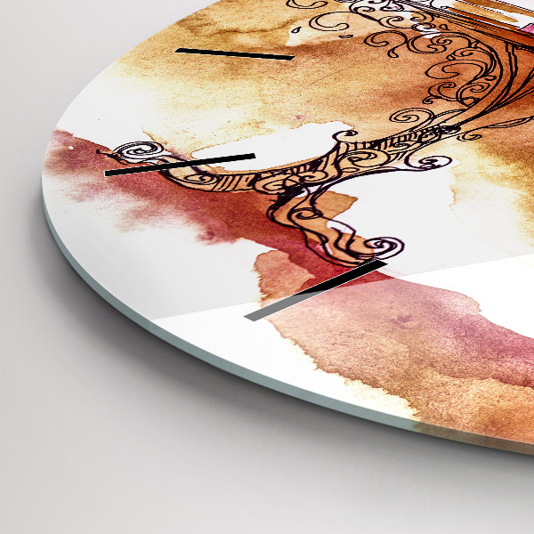 Kulaté skleněné hodiny s fotkou Žena pije čaj