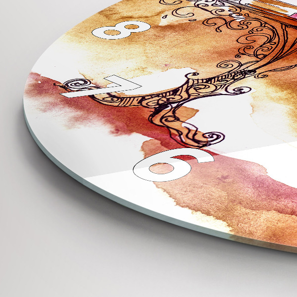 Kulaté skleněné hodiny s fotkou Žena pije čaj