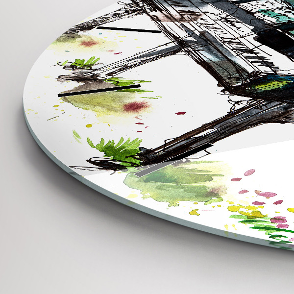 Kulaté skleněné hodiny s fotkou Ilustrace 4 ročních období