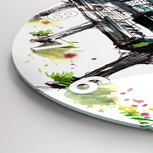 Kulaté skleněné hodiny s fotkou Ilustrace 4 ročních období