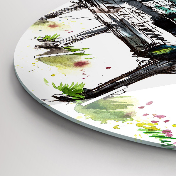 Kulaté skleněné hodiny s fotkou Ilustrace 4 ročních období