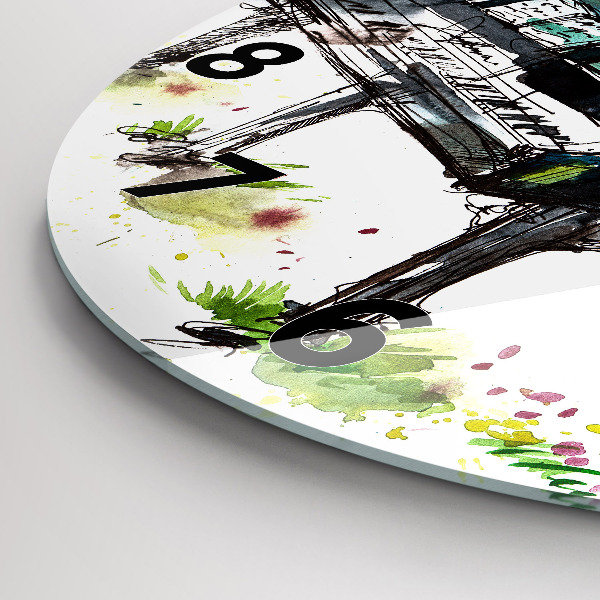 Kulaté skleněné hodiny s fotkou Ilustrace 4 ročních období