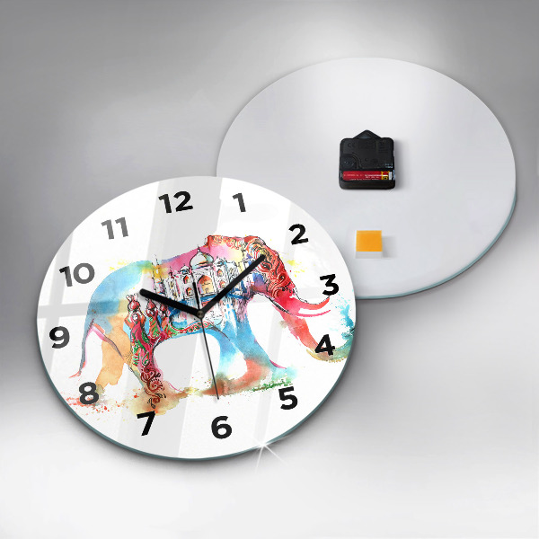 Kulaté skleněné hodiny s fotkou Kultura Indie