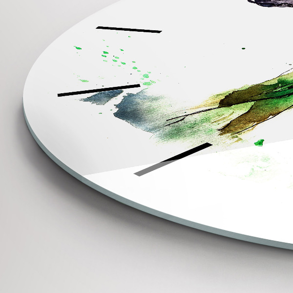 Kulaté skleněné hodiny s fotkou Los a horská krajina