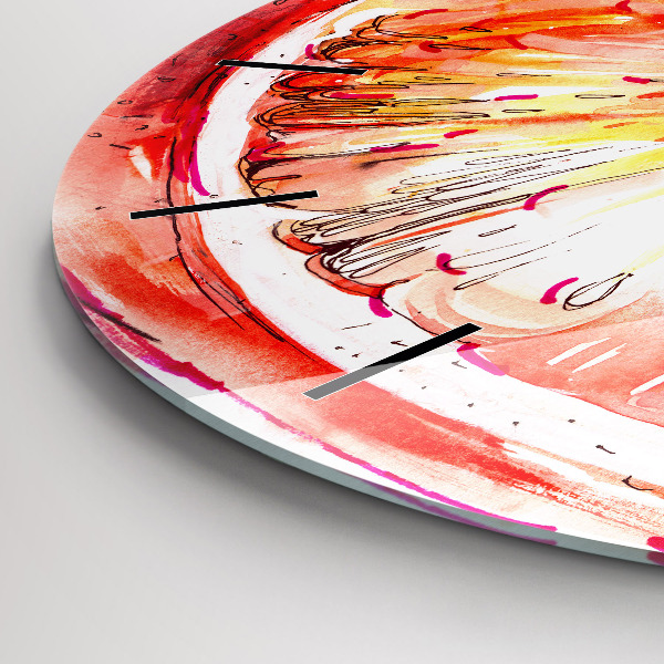 Kulaté skleněné hodiny s fotkou Malovaný pomeranč