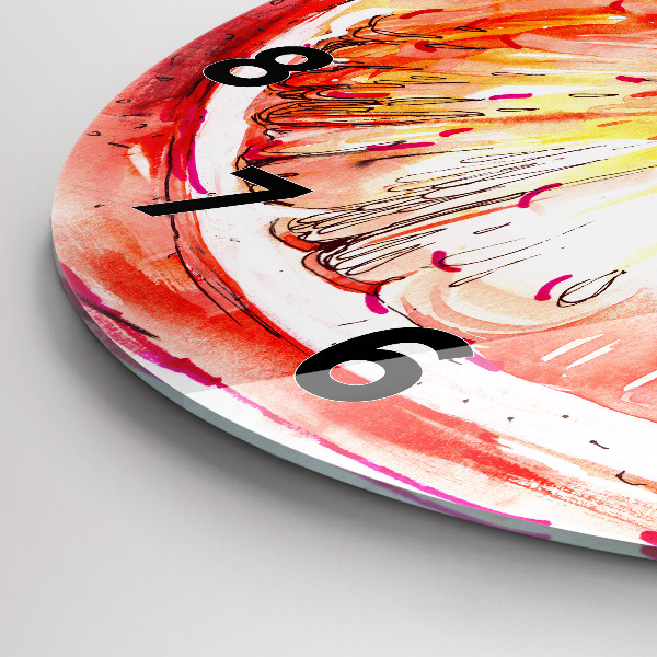 Kulaté skleněné hodiny s fotkou Malovaný pomeranč