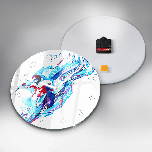 Kulaté skleněné hodiny s fotkou Lyžař