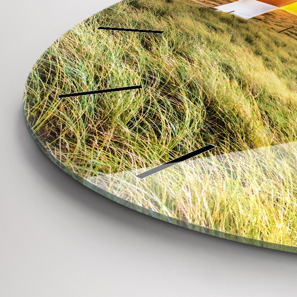 Kulaté skleněné hodiny s fotkou Maják