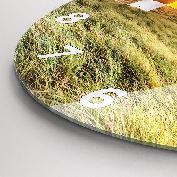 Kulaté skleněné hodiny s fotkou Maják