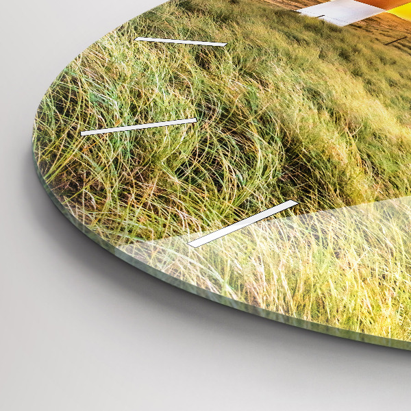 Kulaté skleněné hodiny s fotkou Maják