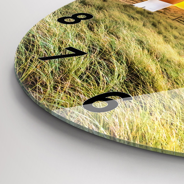 Kulaté skleněné hodiny s fotkou Maják