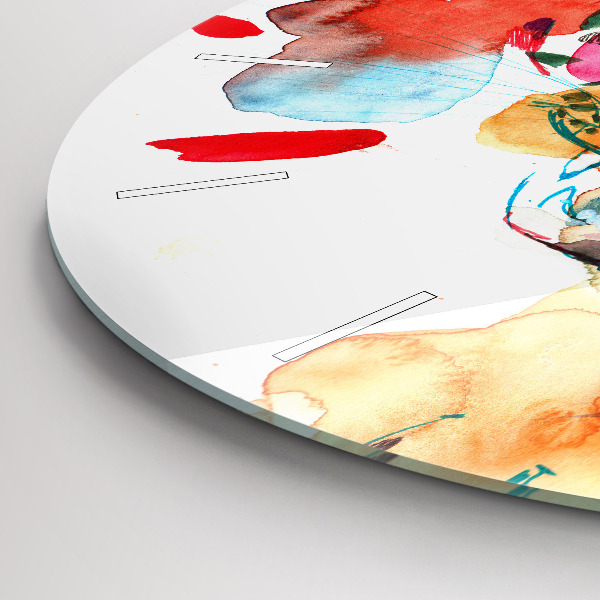 Kulaté skleněné hodiny s fotkou Divoká kočka abstraktní