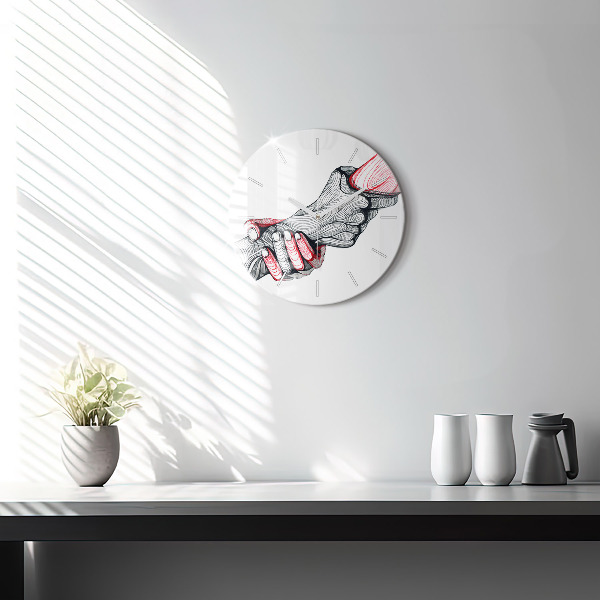 Kulaté skleněné hodiny s fotkou Držení rukou