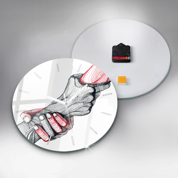 Kulaté skleněné hodiny s fotkou Držení rukou