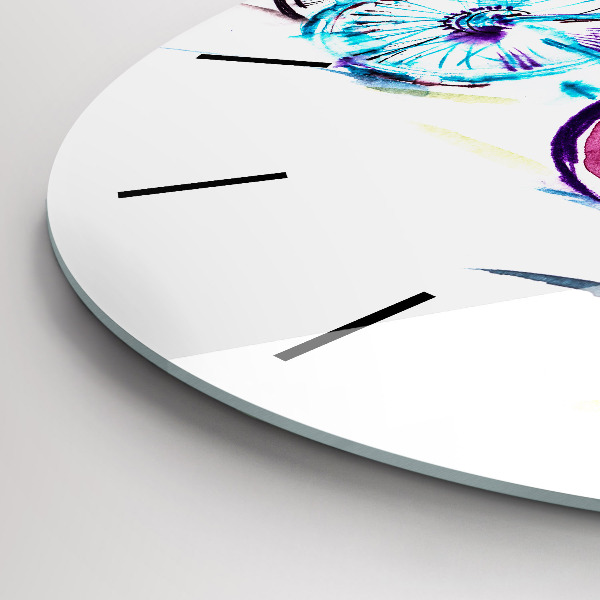 Kulaté skleněné hodiny s fotkou Barevná městská kola