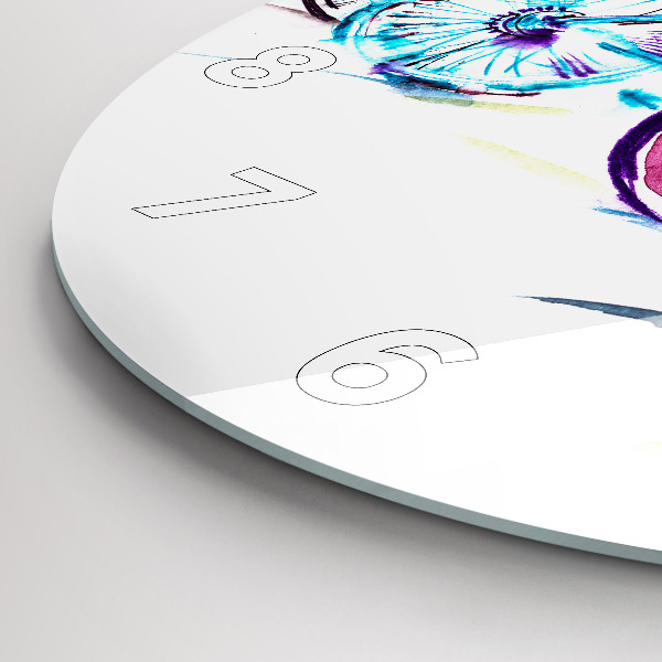 Kulaté skleněné hodiny s fotkou Barevná městská kola