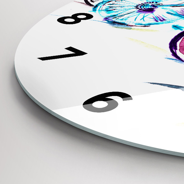 Kulaté skleněné hodiny s fotkou Barevná městská kola