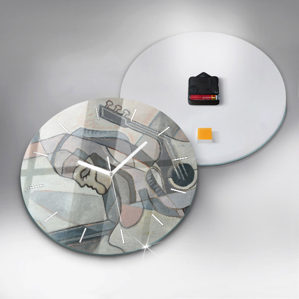 Kulaté skleněné hodiny s fotkou Abstraktní malba