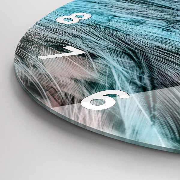 Kulaté skleněné hodiny s fotkou Barevné peří