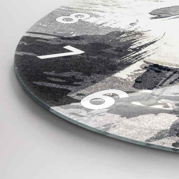 Kulaté skleněné hodiny s fotkou Žena - akvarel