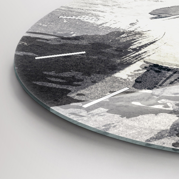 Kulaté skleněné hodiny s fotkou Žena - akvarel