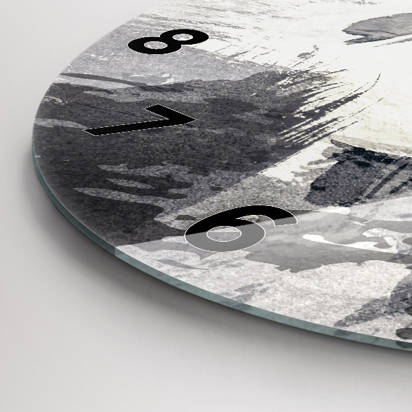 Kulaté skleněné hodiny s fotkou Žena - akvarel