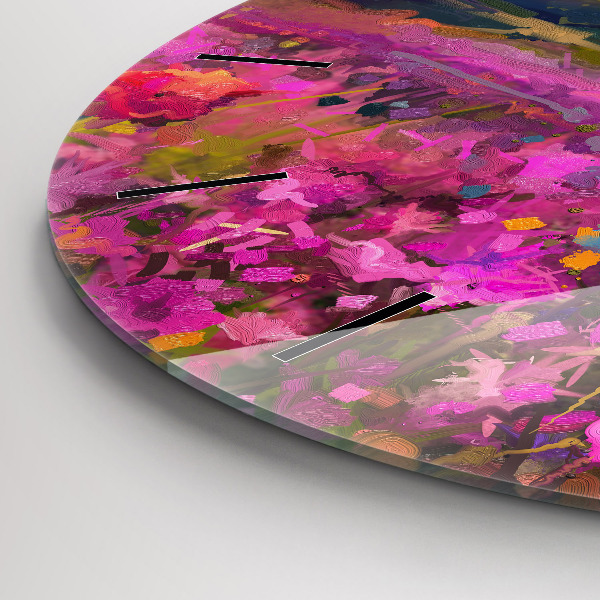 hodiny na skle Krajina přírody a květin