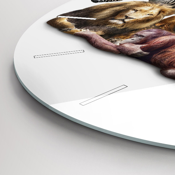 Kulaté skleněné hodiny s fotkou Divoká zvířata