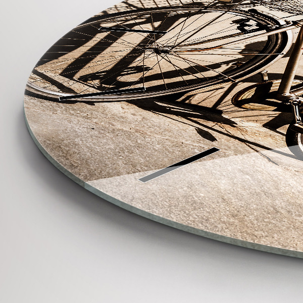 Kulaté skleněné hodiny s fotkou Italské jízdní kolo