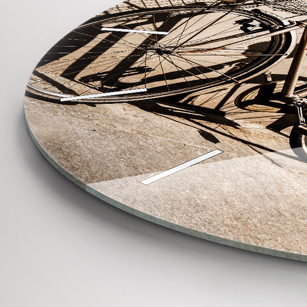 Kulaté skleněné hodiny s fotkou Italské jízdní kolo