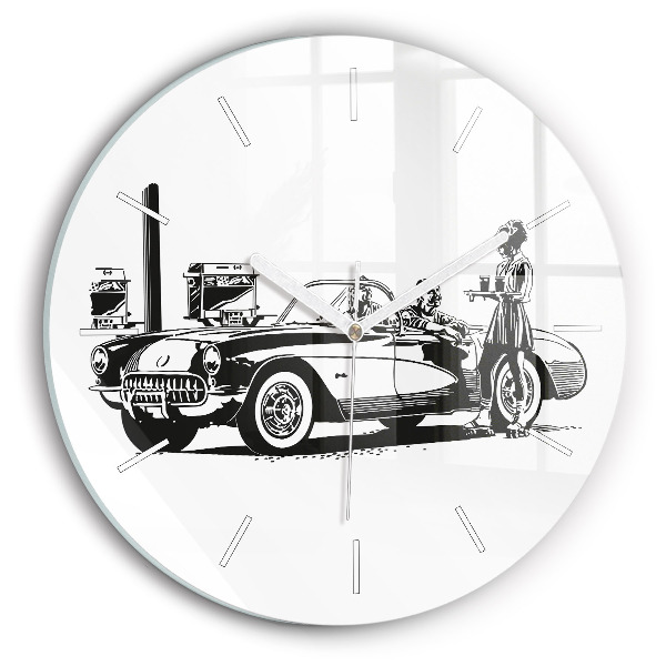 Kulaté skleněné hodiny s fotkou Retro ilustrace