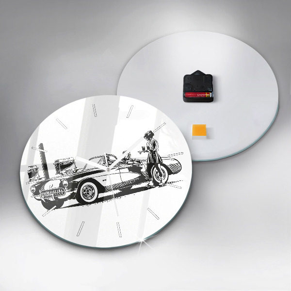 Kulaté skleněné hodiny s fotkou Retro ilustrace