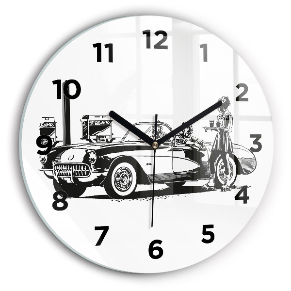 Kulaté skleněné hodiny s fotkou Retro ilustrace