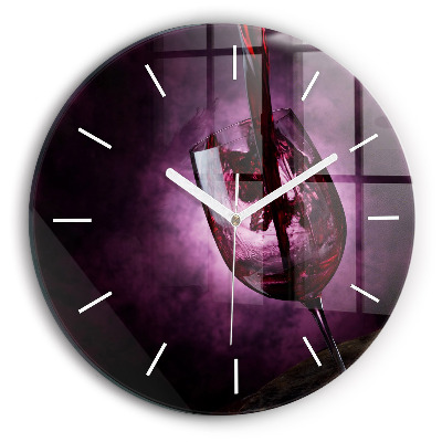 Kulaté skleněné hodiny s fotkou Sklenice na víno