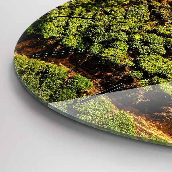 Kulaté skleněné hodiny s fotkou Čajový kopec