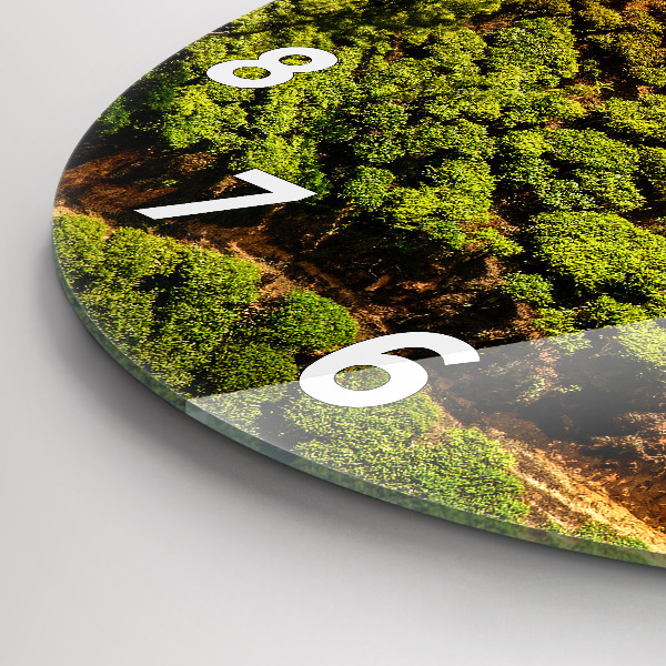 Kulaté skleněné hodiny s fotkou Čajový kopec