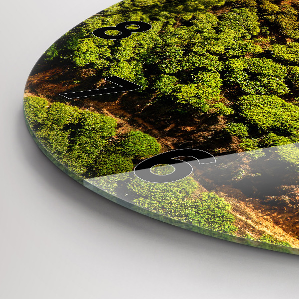 Kulaté skleněné hodiny s fotkou Čajový kopec