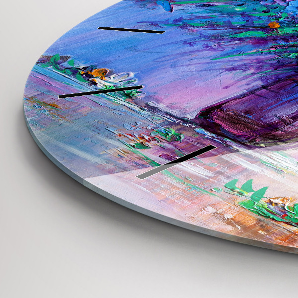 hodiny na skle Květiny ve váze