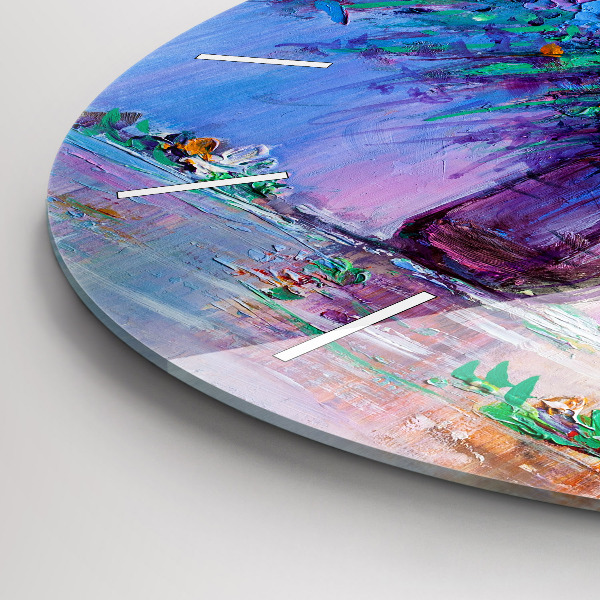 hodiny na skle Květiny ve váze